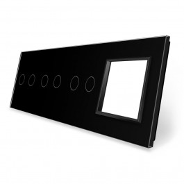 Livolo Сенсорная панель выключателя 6 сенсоров и розетку (2-2-2-0) черный стекло (VL-P702/02/02/E-8B)