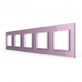 Livolo Рамка розетки 5 мест розовый стекло (C7-SR/SR/SR/SR/SR-17)