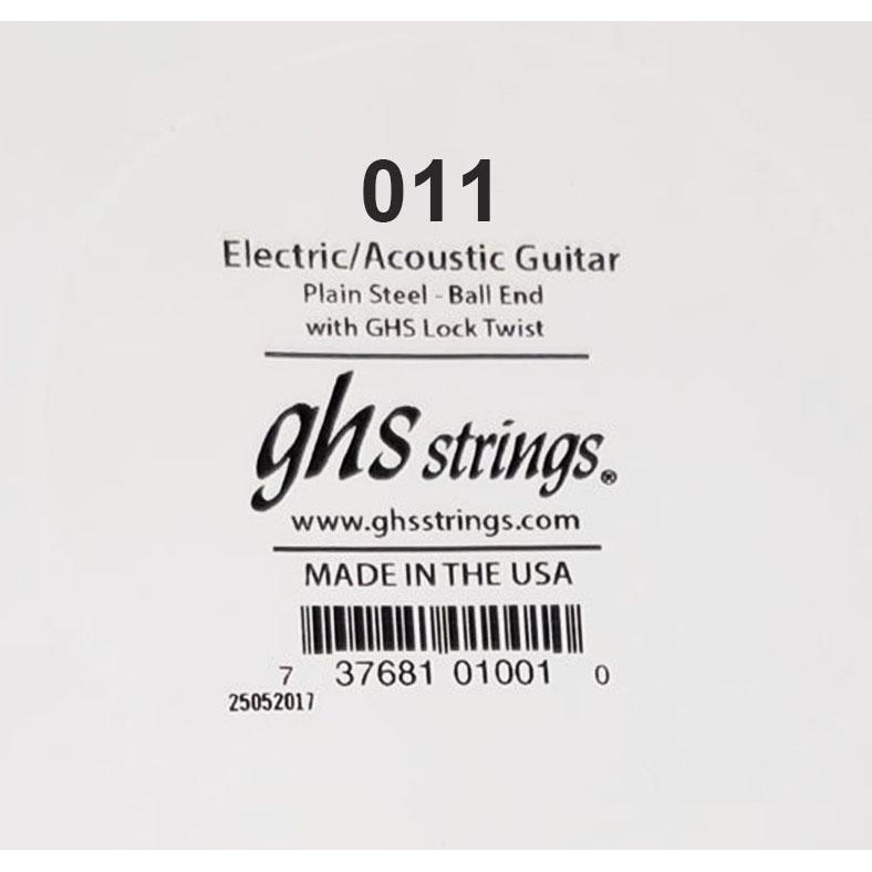 GHS Strings Струна  011 Plain Steel Ball End Single Guitar String .011 - зображення 1