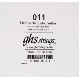 GHS Strings Струна  011 Plain Steel Ball End Single Guitar String .011