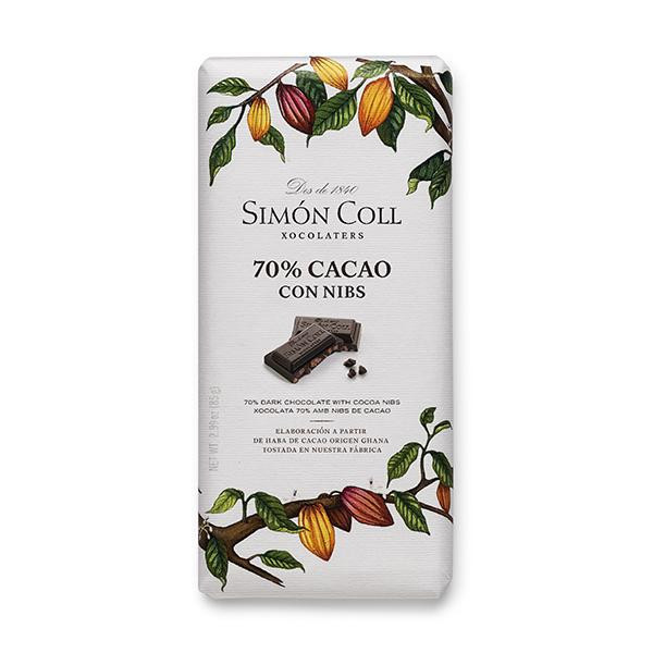 Simon Coll Чорный Шоколад 70% із шматочками какао 85 г (8413907556709) - зображення 1