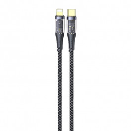 USAMS US-SJ573 USB Type-C to Lightning Transparent Icy Series 20W 1.2m Black (SJ573USB01)