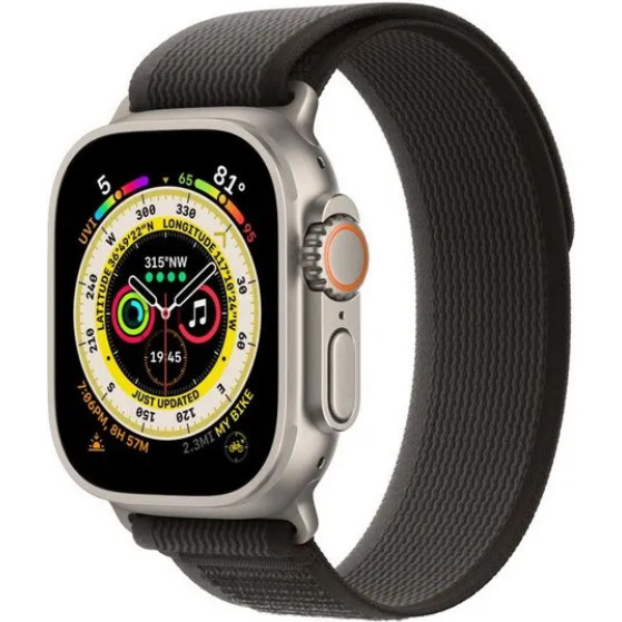 Apple Watch Ultra GPS + Cellular 49mm Titanium Case with Black/Gray Trail Loop - M/L (MQF53/MQFX3) - зображення 1