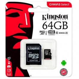 Kingston 64 GB microSDXC class 10 UHS-I U3 + SD Adapter SDCA3/64GB