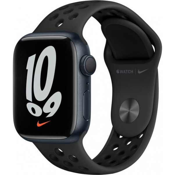 Apple Watch Nike Series 7 GPS 41mm Midnight Aluminum Case w. Anthracite/Black Nike Sport Band (MKN43) - зображення 1