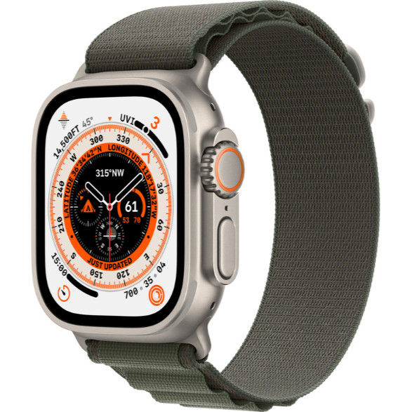 Apple Watch Ultra GPS + Cellular 49mm Titanium Case with Green Alpine Loop - Small (MNHC3/MNHJ3) - зображення 1