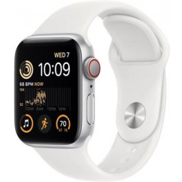 Apple Watch SE 2 GPS + Cellular 40mm Silver Aluminum Case with White Sport Band (MNPP3)