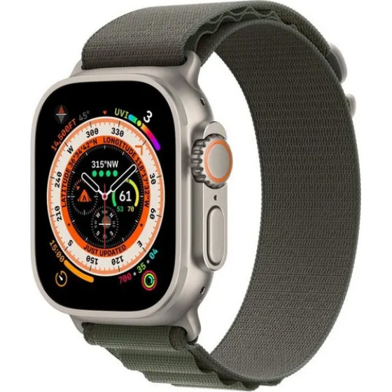 Apple Watch Ultra GPS + Cellular 49mm Titanium Case with Green Alpine Loop - Large (MQEX3/MQFP3) - зображення 1