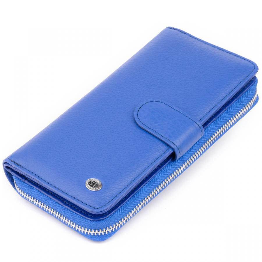 ST Leather Вертикальний місткий гаманець зі шкіри унісекс  19305 Синій - зображення 1
