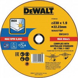 DeWALT Круг отрезной DeWALT INOX, нержавеющая сталь / листовой металл, 230 x 1.9 x 22.23 мм