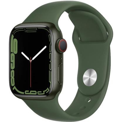 Apple Watch Series 7 GPS + Cellular 41mm Green Aluminum Case with Clover Sport Band (MKH93) - зображення 1
