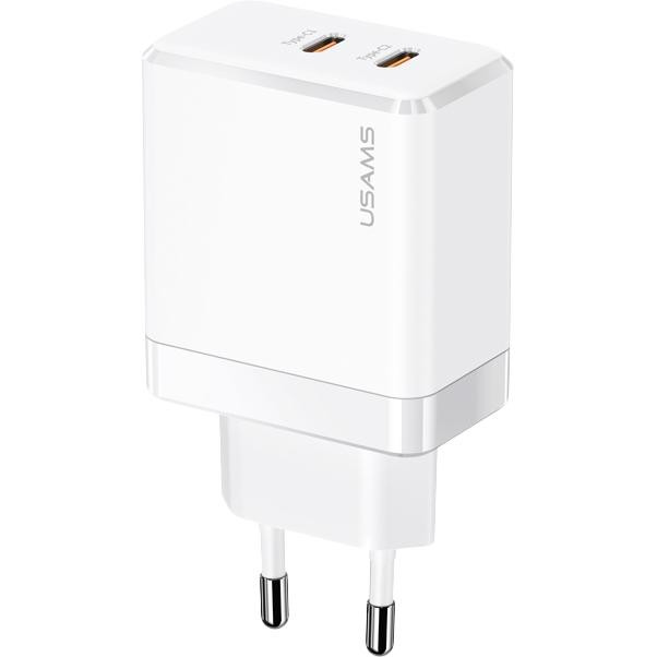 USAMS T54 US-CC172 GaN double USB-C QC&PD3.0 40W 3A White (CC172TC02) - зображення 1