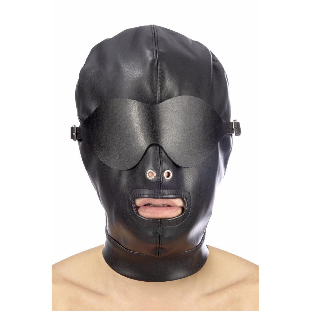 Fetish Tentation Шолом БДСМ зі знімною маскою Fetish Tentation BDSM hood in leatherette with removable mask (SO4672) - зображення 1