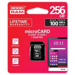 GOODRAM 256 GB microSDXC class 10 UHS-I + SD Adapter M1AA-2560R12