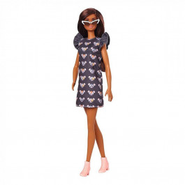 Mattel Barbie Fashionistas шатенка в сером платье и очках (GYB01)