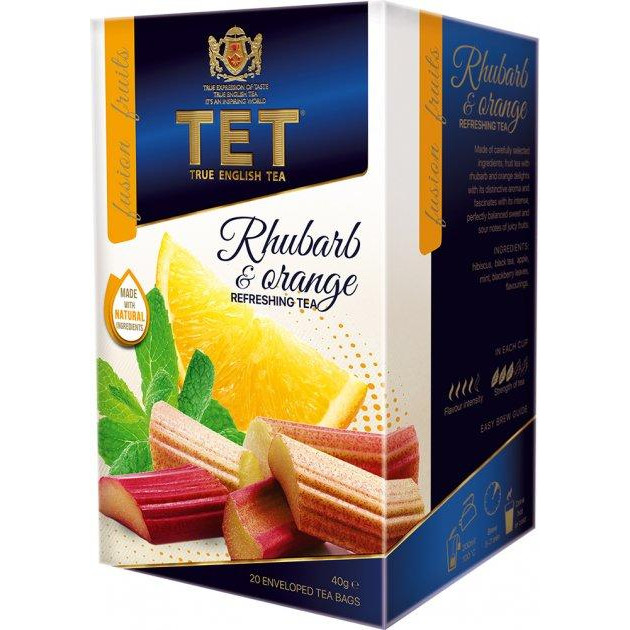 ТЕТ Чай черный Ревень и Апельсин 20 пакетиков по 2 г (5060207698405) - зображення 1