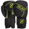 Zelart Перчатки боксерские кожаные на липучке VL-3149, размер 10oz, черный/салатовый - зображення 1