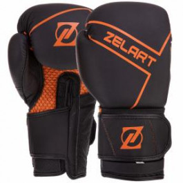 Zelart Перчатки боксерские кожаные на липучке VL-3149, размер 10oz, черный