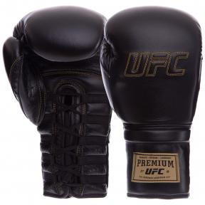 UFC Перчатки боксерские кожаные PRO Prem Lace Up / размер 14oz, черный (UHK-75045) - зображення 1