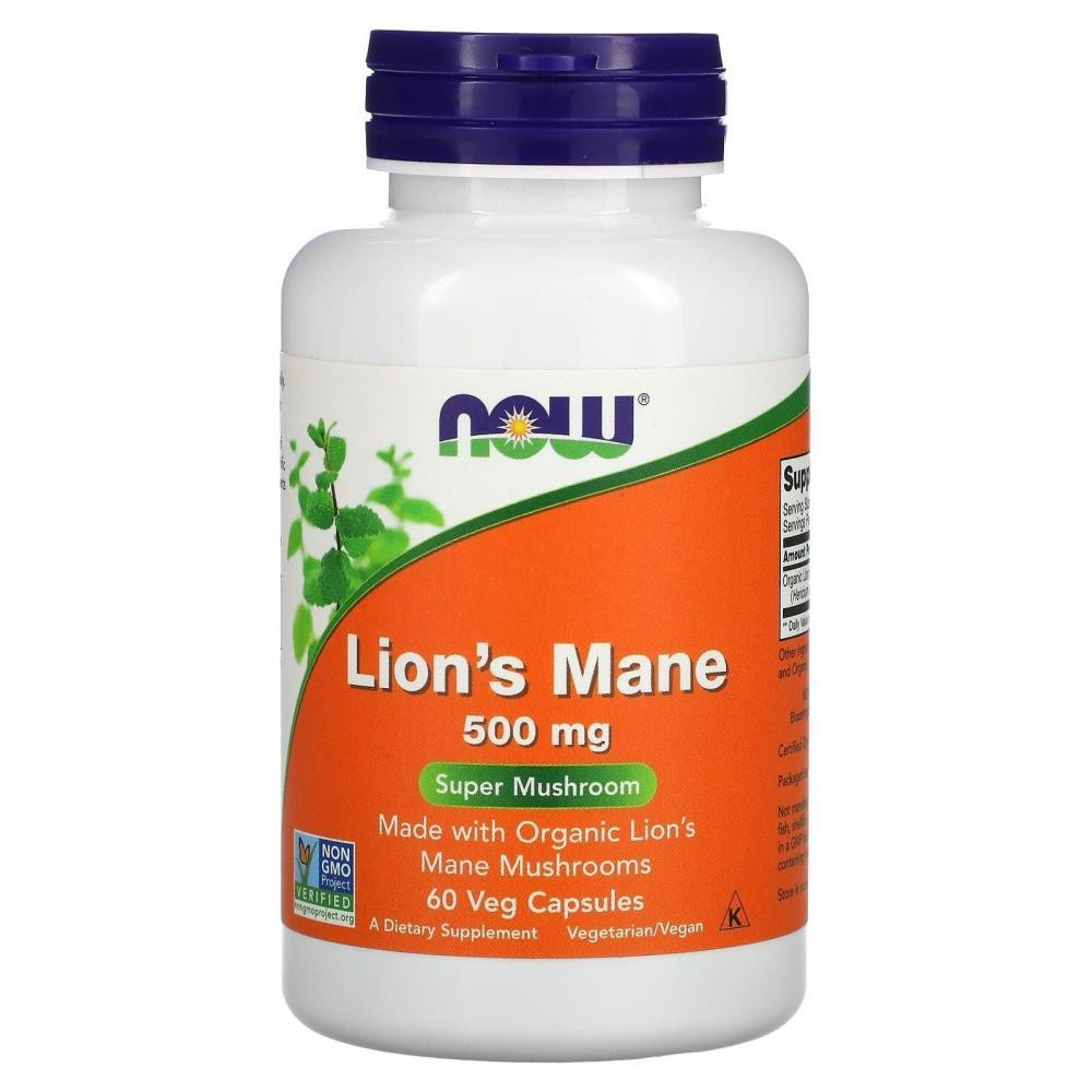 Now Їжовік гребінчастий Lion's Mane  500 мг 60 caps - зображення 1