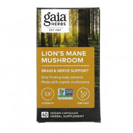 Gaia Herbs Їжовік гребінчастий , Lion's Mane Mushroom, 40 Vegan Capsules