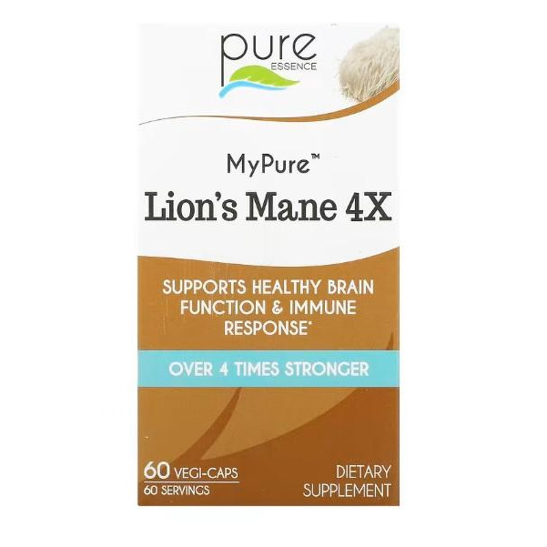 Pure Essence Їжовик гребінчастий , Lion's Mane 4X, 60 Vegi-Caps - зображення 1