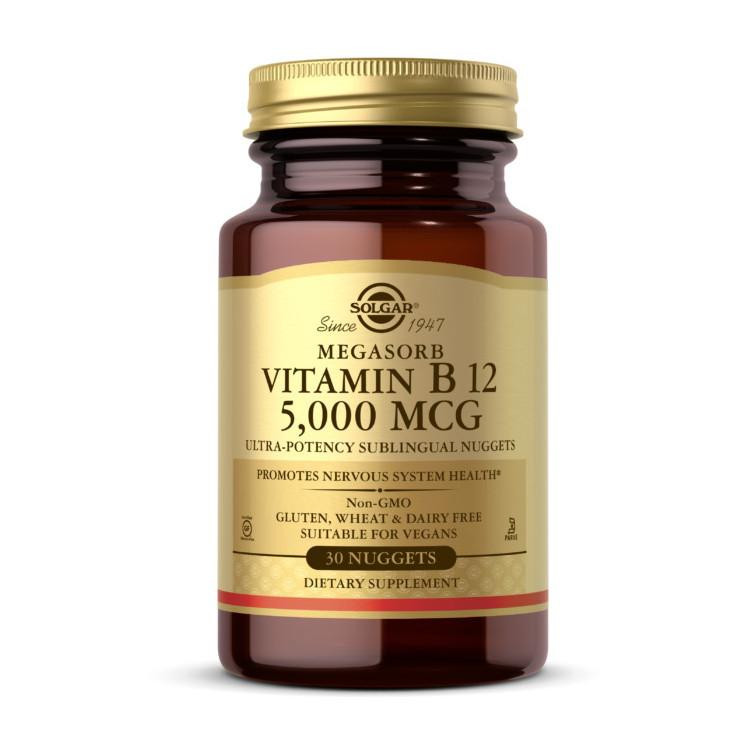 Solgar Вітамін б12  Vitamin B-12 5000 mcg (30 nuggets) - зображення 1