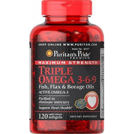   Puritan's Pride Omega 3-6-9 Triple maximum strength (120 softgels) жирні кислоти