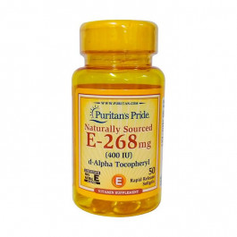   Puritan's Pride Вітамін Е (як d-альфа-токоферилацетату)  Naturally Sourced E-268 mg (400 IU) (50 softgels)