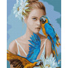 Ідейка Картина за номерами  "Дівчина з блакитними папугами" 40х50см KHO4802 - зображення 1