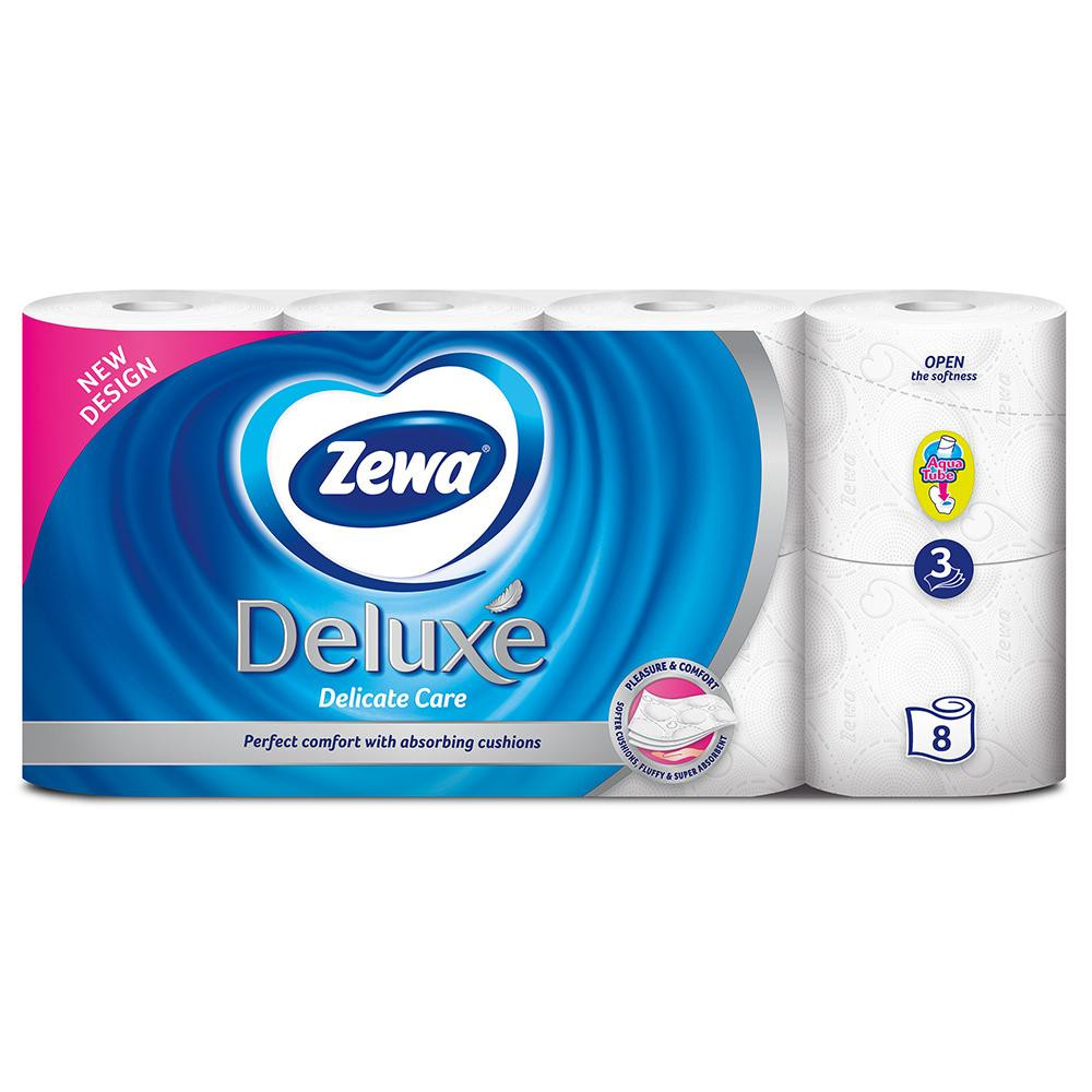 Zewa Туалетная бумага Deluxe 3-слойная Белая 8 шт (7322540313345) - зображення 1