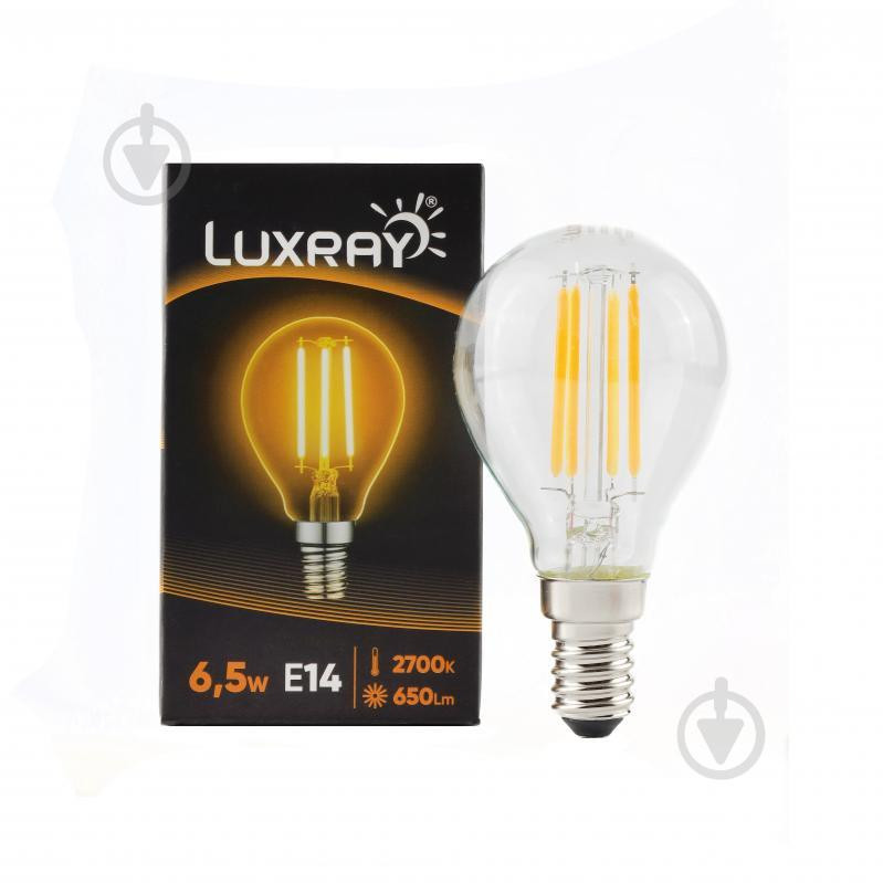 Luxray FIL 6,5 Вт G45 прозора E14 220 В 2700 К LXF427-A45-1406/5 - зображення 1