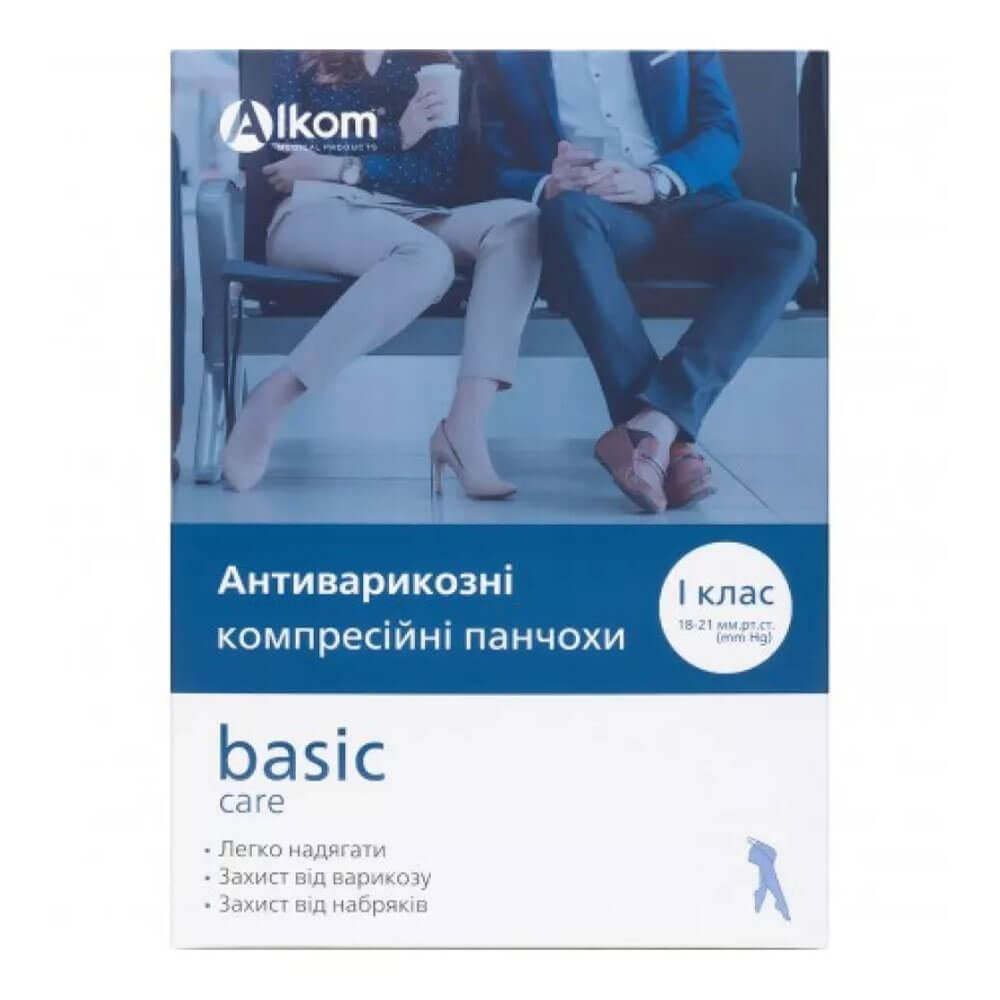 Алком Панчохи компресійні, 1 клас, 18-21 мм рт.ст., відкритий носок, чорні,  00201-2 - зображення 1