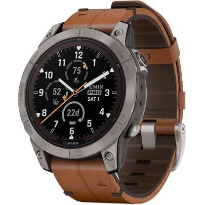 Garmin Fenix 7 Pro Sapphire Solar Titanium with Chestnut L. Band (010-02777-30) - зображення 1