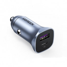 UGREEN CD130 USB+Type-C 30W Dual-Port Car Charger PD30W+SCP22.5W Gray (40858)