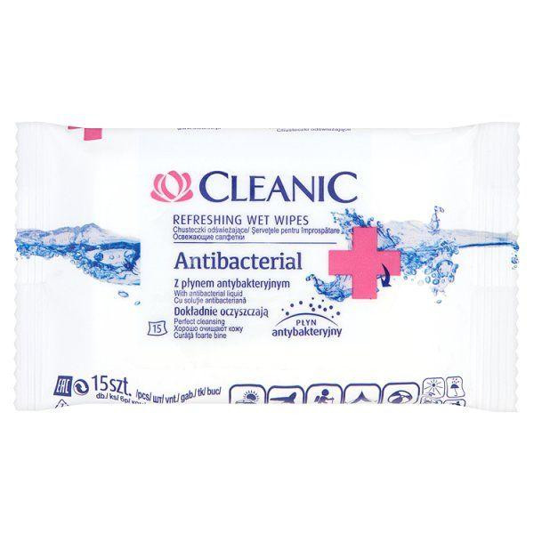 Cleanic Влажные салфетки  Antibacterial антибактериальные, 15 шт (5900095009153) - зображення 1