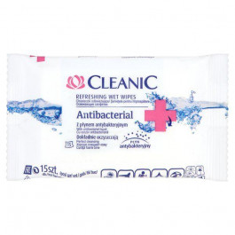 Cleanic Влажные салфетки  Antibacterial антибактериальные, 15 шт (5900095009153)