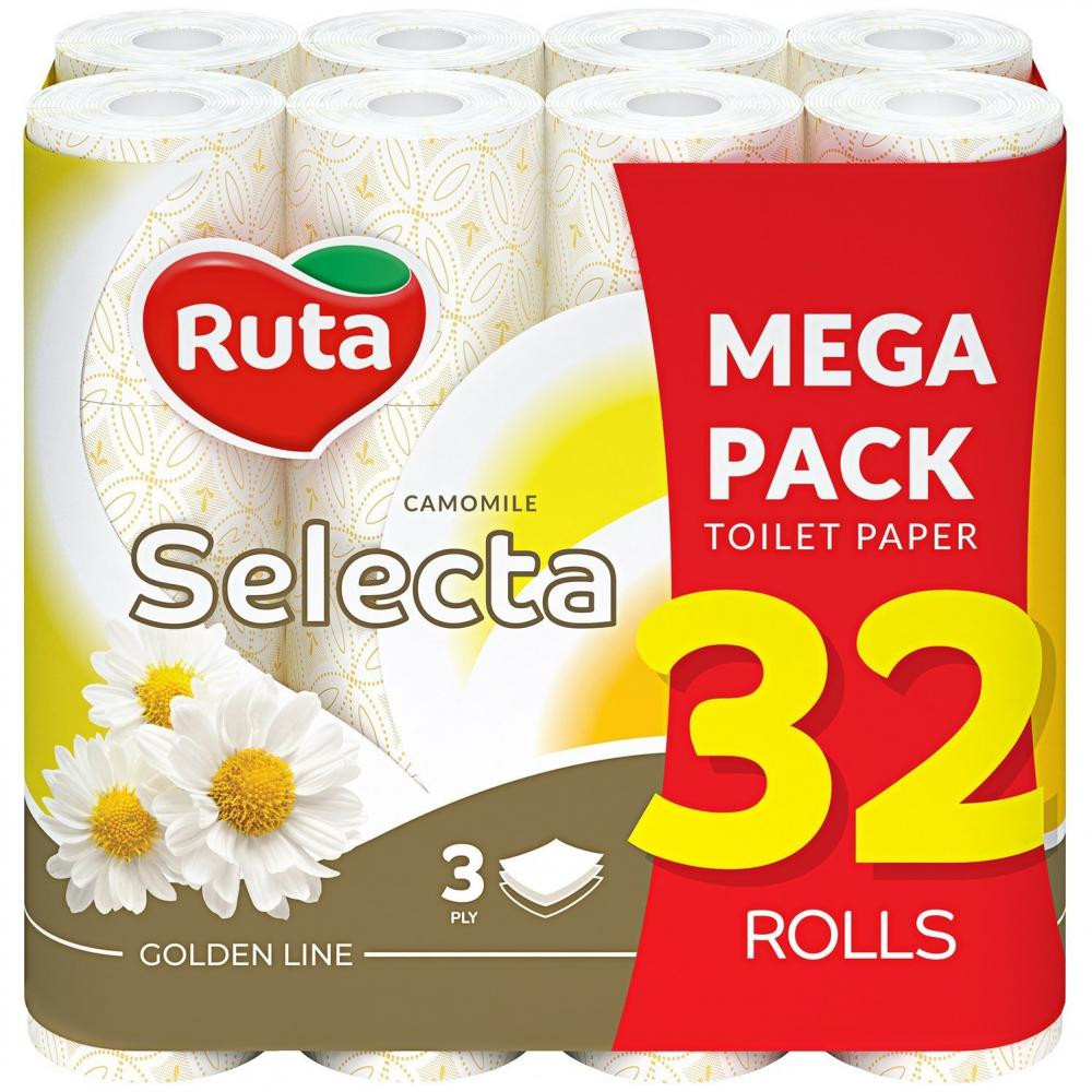 Ruta Туалетная бумага  Selecta с ароматом ромашки 3 слоя 32 рулона Белая (4820202894834) - зображення 1