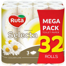 Ruta Туалетная бумага  Selecta с ароматом ромашки 3 слоя 32 рулона Белая (4820202894834)