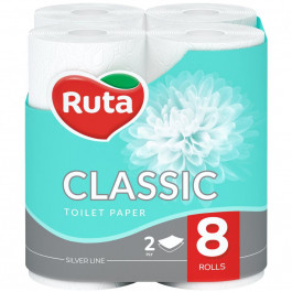 Ruta Туалетная бумага Classic 150 отрывов 2 слоя 8 рулонов Белая (4820023740488)