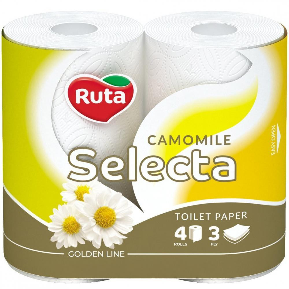 Ruta Туалетний папір Selecta з ароматом ромашки 150 відривів 3 шари 4 рулони Біла (4820023744493) - зображення 1