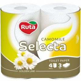 Ruta Туалетний папір Selecta з ароматом ромашки 150 відривів 3 шари 4 рулони Біла (4820023744493)