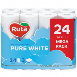 Ruta Туалетная бумага Pure White 24рул 3сл белая трехслойная 24 шт. (4820202892038)