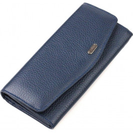 CANPELLINI Жіночий шкіряний гаманець синього кольору з асиметричним клапаном  (2421725)