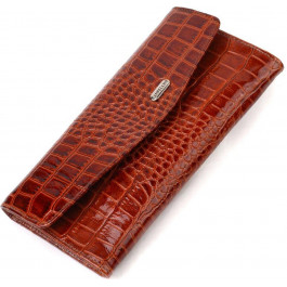 CANPELLINI Жіночий гаманець коричневий з лакованої натуральної шкіри з тисненням під крокодила  (2421704)