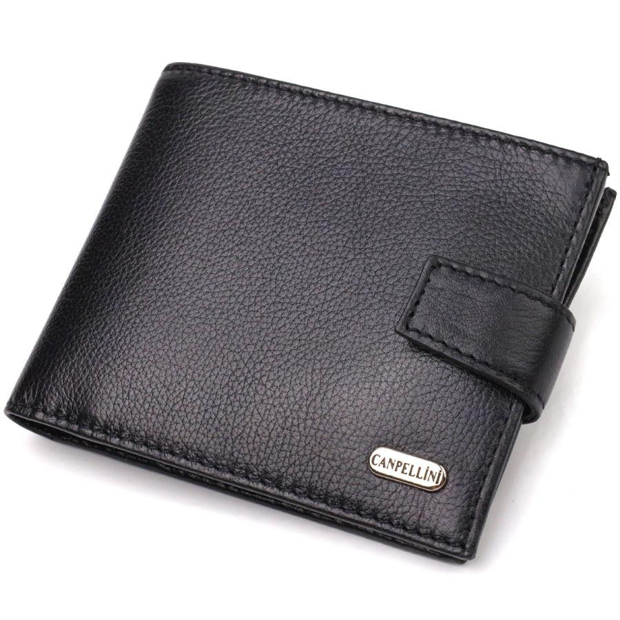 CANPELLINI Класичний чоловічий гаманець із натуральної зернистої шкіри з хлястиком на кнопці  (2421791) - зображення 1