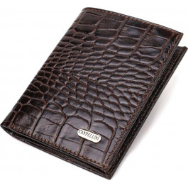 CANPELLINI Коричневий чоловічий гаманець із натуральної шкіри з тисненням під крокодила  (2421871)