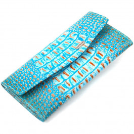 CANPELLINI Блакитний жіночий гаманець із натуральної шкіри з тисненням під крокодила  (2421703)