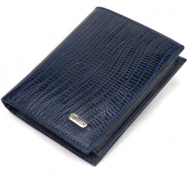 CANPELLINI Вертикальне чоловіче портмоне з натуральної шкіри синього кольору з тисненням  (2421752)