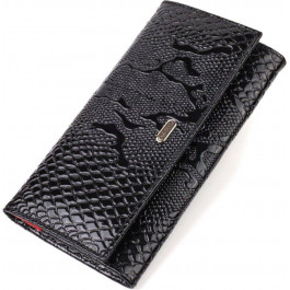 CANPELLINI Лакований жіночий гаманець із натуральної шкіри чорно-червоного кольору під рептилію  (2421826)